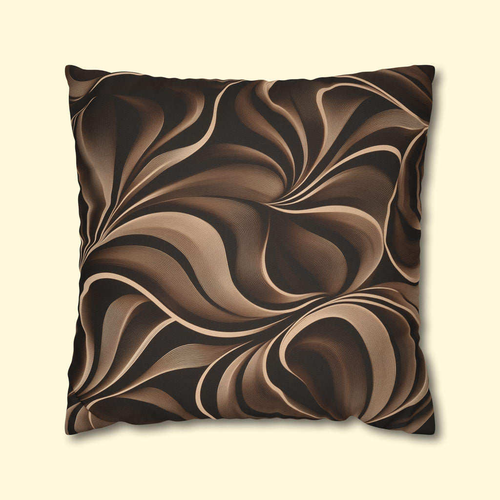 Abstract Mocha Swirl Pillowcase: Modern Ribbon Design for Contemporary Home Accent