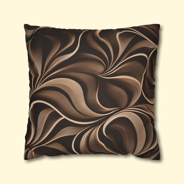 Abstract Mocha Swirl Pillowcase: Modern Ribbon Design for Contemporary Home Accent