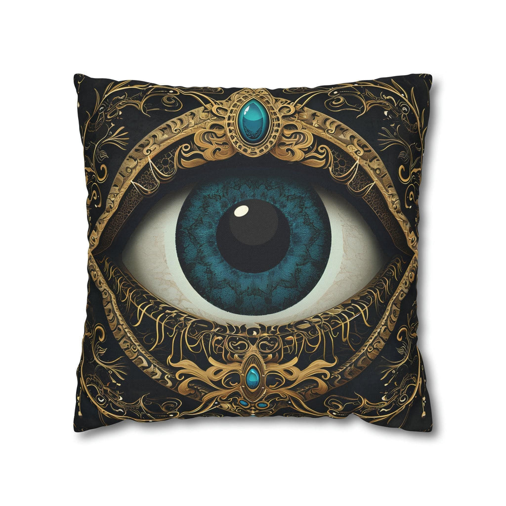 Evil Eye Symbol Pillow Cover | Protective Talisman with Baroque Embellishments | Cultural & Mystical Decor