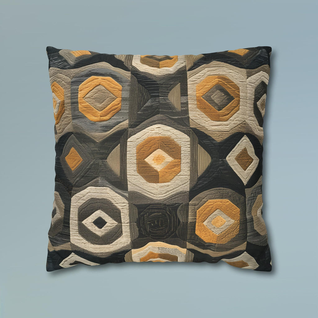Modern Geometric Pillow Cover: Beige, Gold & Gray Cushion