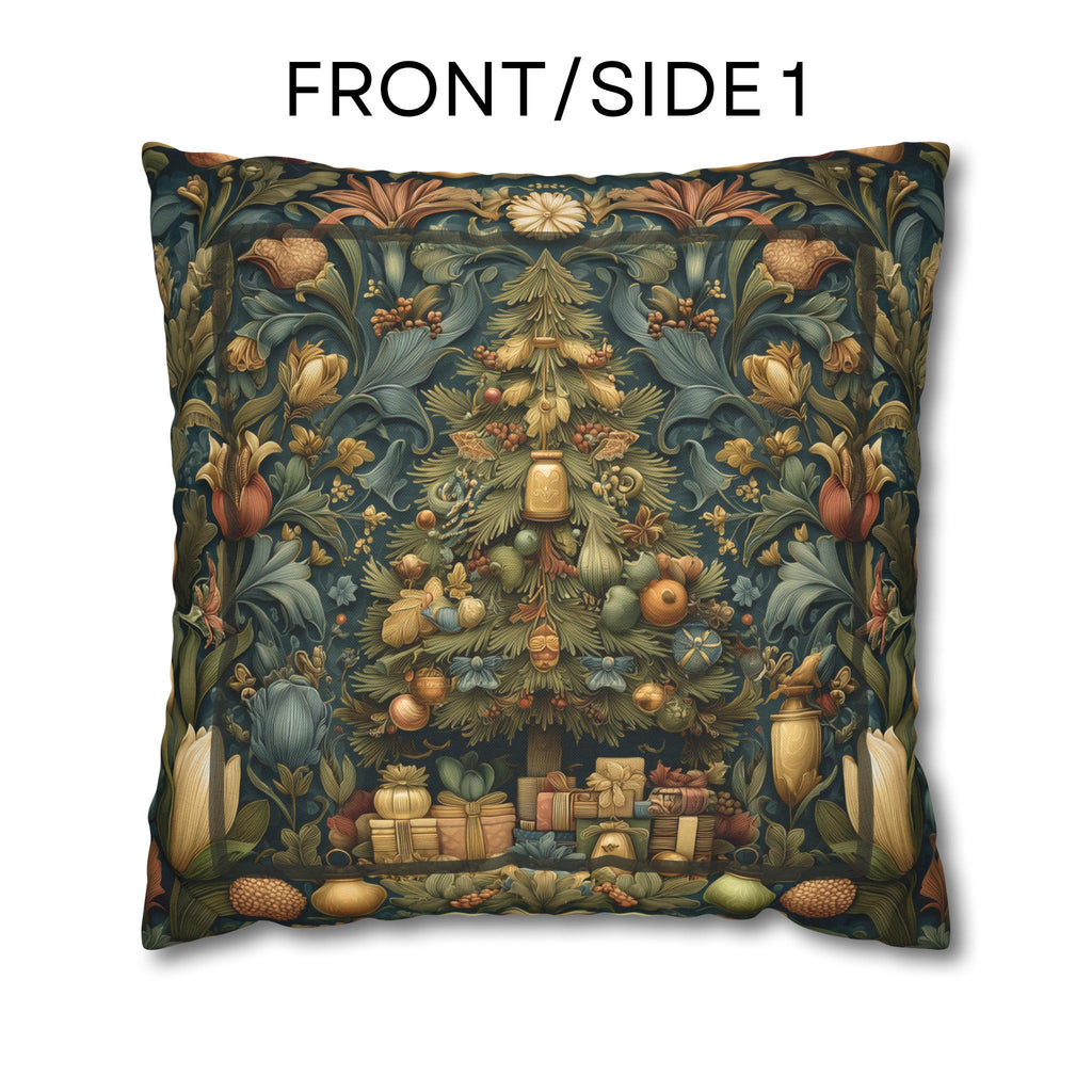 William Morris Inspired Christmas Tree Pillow Cover: Winter Gifts Vintage Style Motif