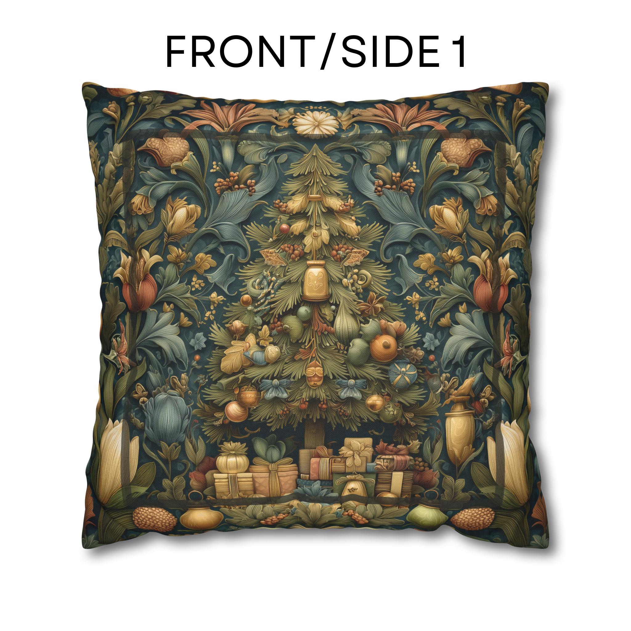 William Morris Inspired Christmas Tree Pillow Cover: Winter Gifts Vintage Style Motif