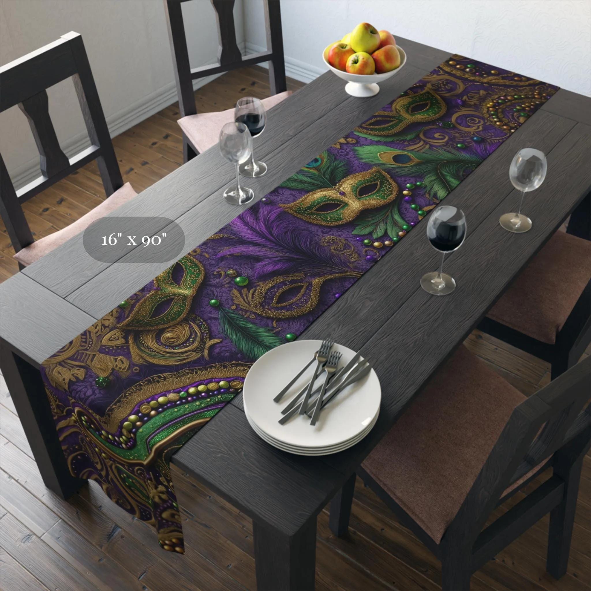Mardi Gras Table Runner: Elegant Vintage Inspired Dining Decor