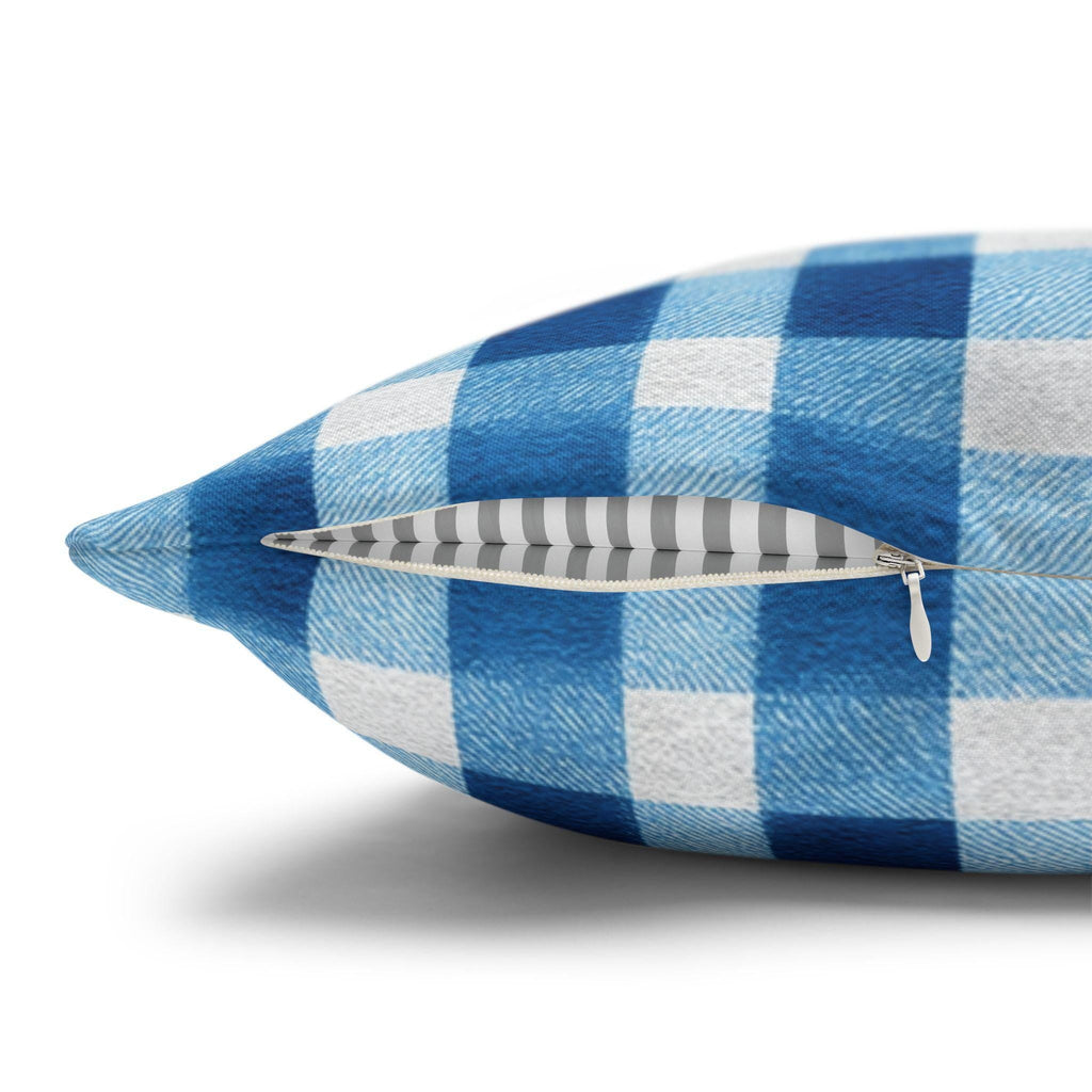 Blue Gingham Plaid Pillow Cover: Classic Farmhouse Check Accent