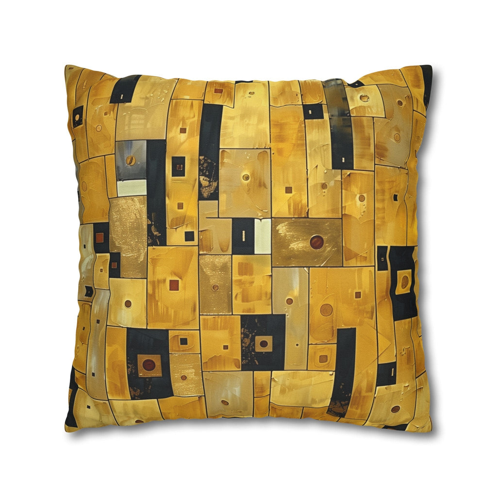 Cubism Pillow Cover: Gold Amber Mosaic, Modern Art Cushion