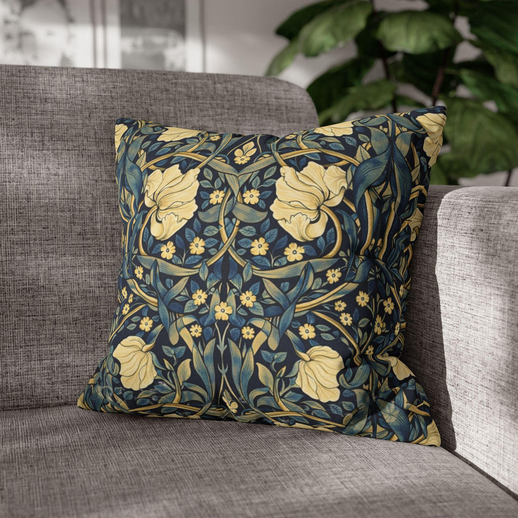 William Morris Pillow Cover: Navy Blue Champagne Vintage Pimpernel Reconstructed