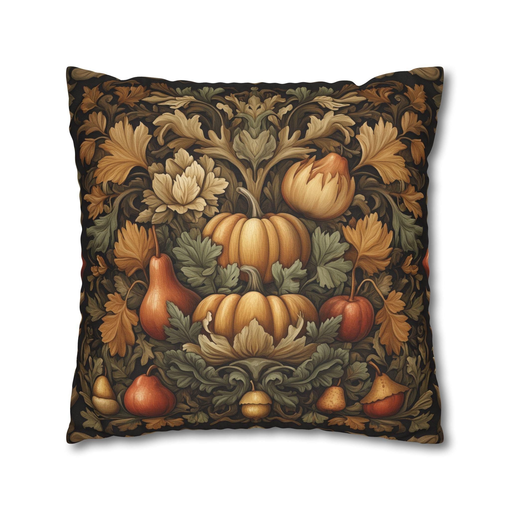 William Morris Autumn Harvest Tapestry Pillow Cover: Vintage Pumpkin Fall Decor Accent