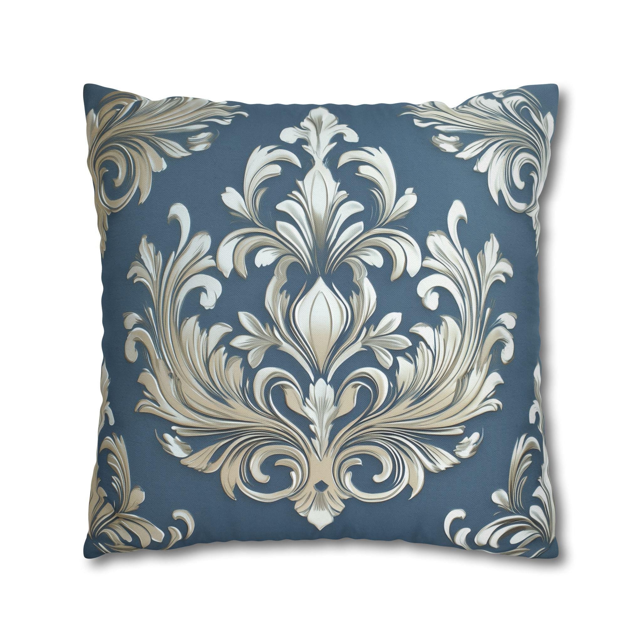 Opulent Damask Square Pillowcase: Classic Elegance for Bedroom & Living Room with Scroll Floral Design