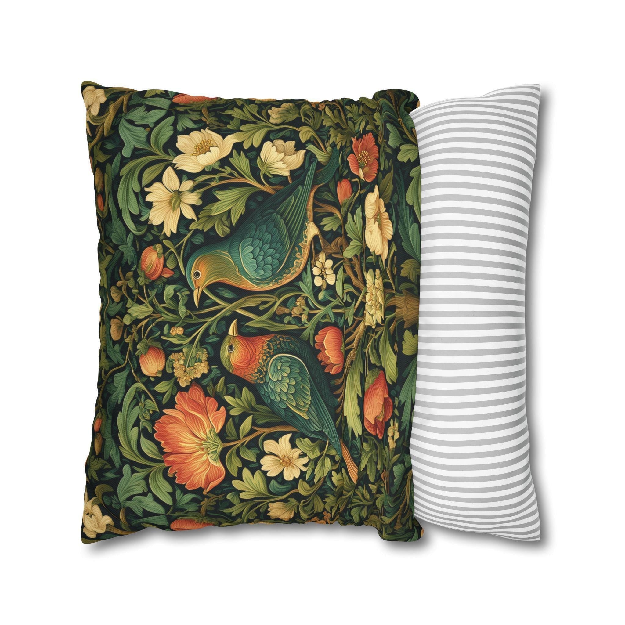 William Morris Love Birds Pillow Cover: Vintage Style Arts & Crafts Floral Cushion