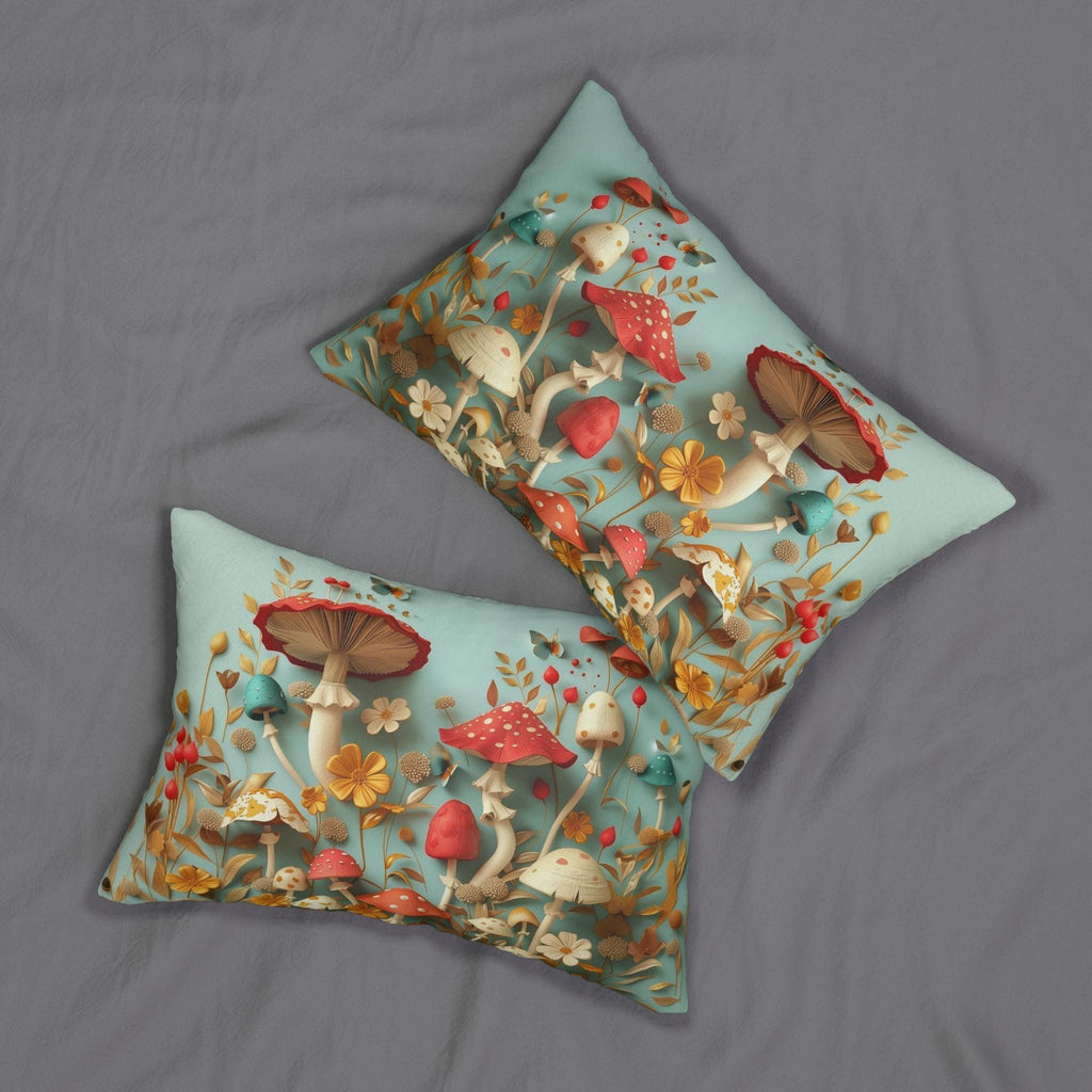 Mushroom Lumbar Throw Pillow: Magical Forest Whimsical Design