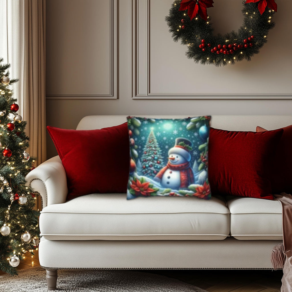Festive Snowman Christmas Pillow Cover: Cozy Winter Holiday Accent