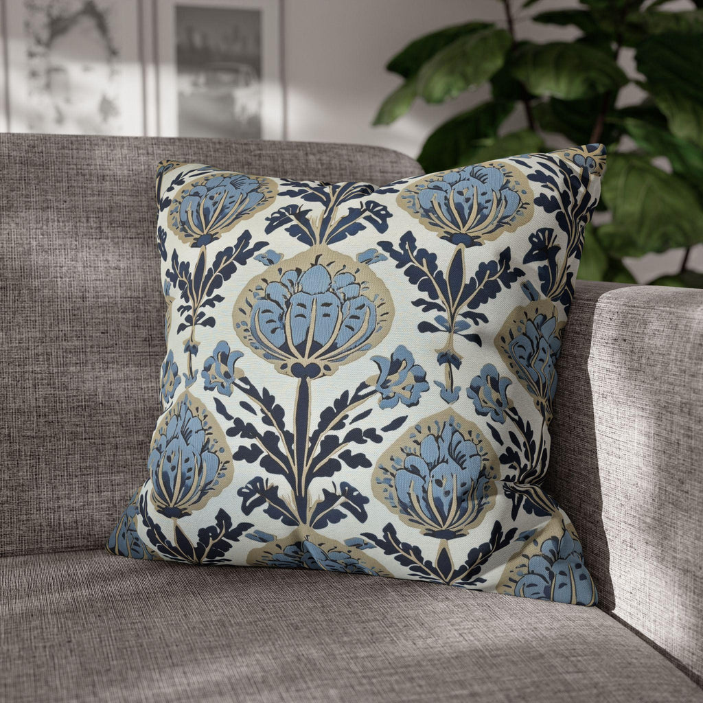 Floral Pillow Cover: Vintage Arts & Crafts Inspired Design (14x14 to 20x20 inches)