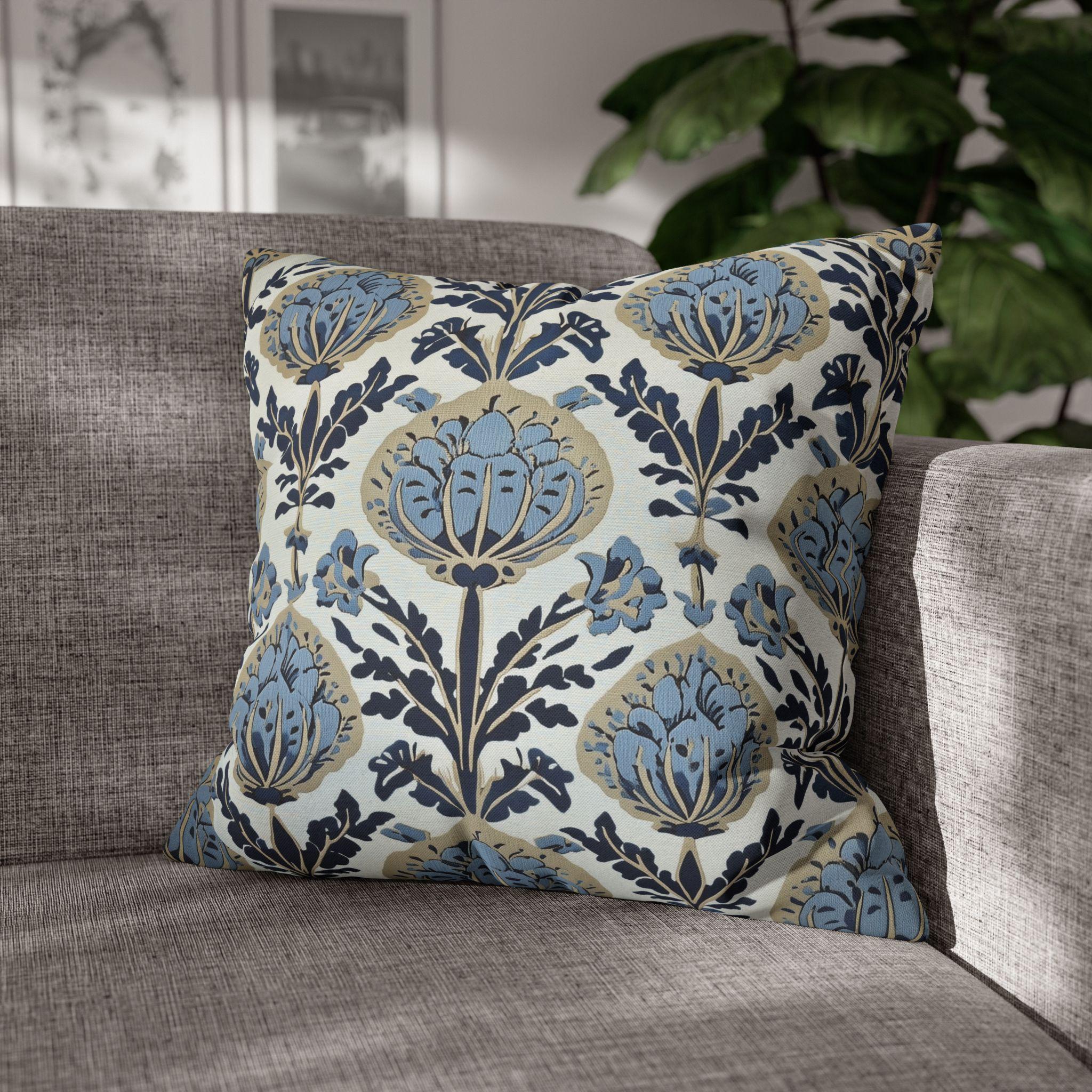 Floral Pillow Cover: Vintage Arts & Crafts Inspired Design (14x14 to 20x20 inches)