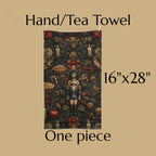 William Morris Christmas Nutcracker Hand Towel: Charcoal Red & Gold Holiday Botanical Kitchen Decor