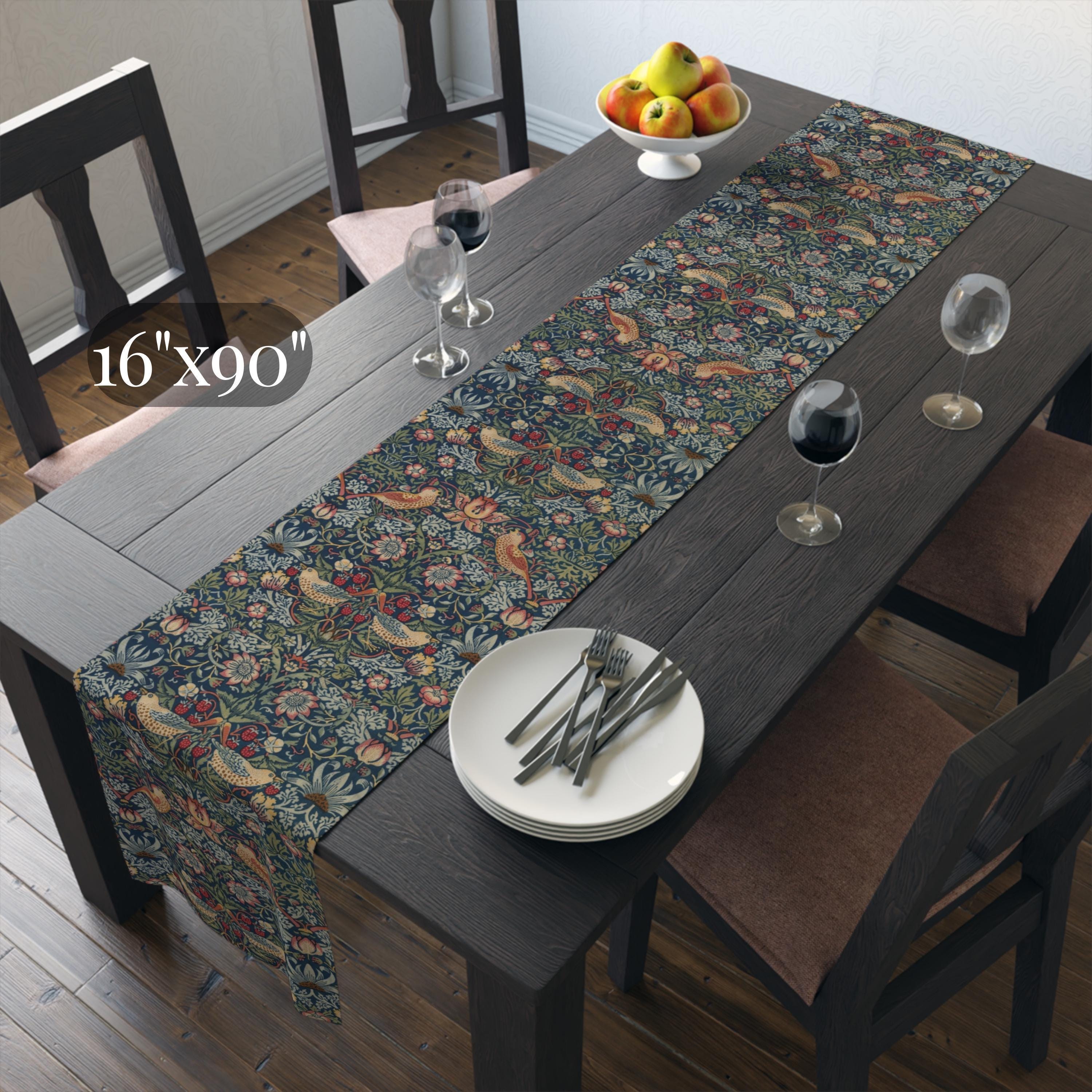 Strawberry Thief Heritage Table Runner: William Morris Classic Reimagined