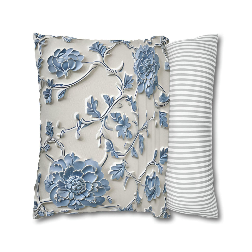 Blue Floral Chinoiserie Pillow Cover: Elegant Home Decor