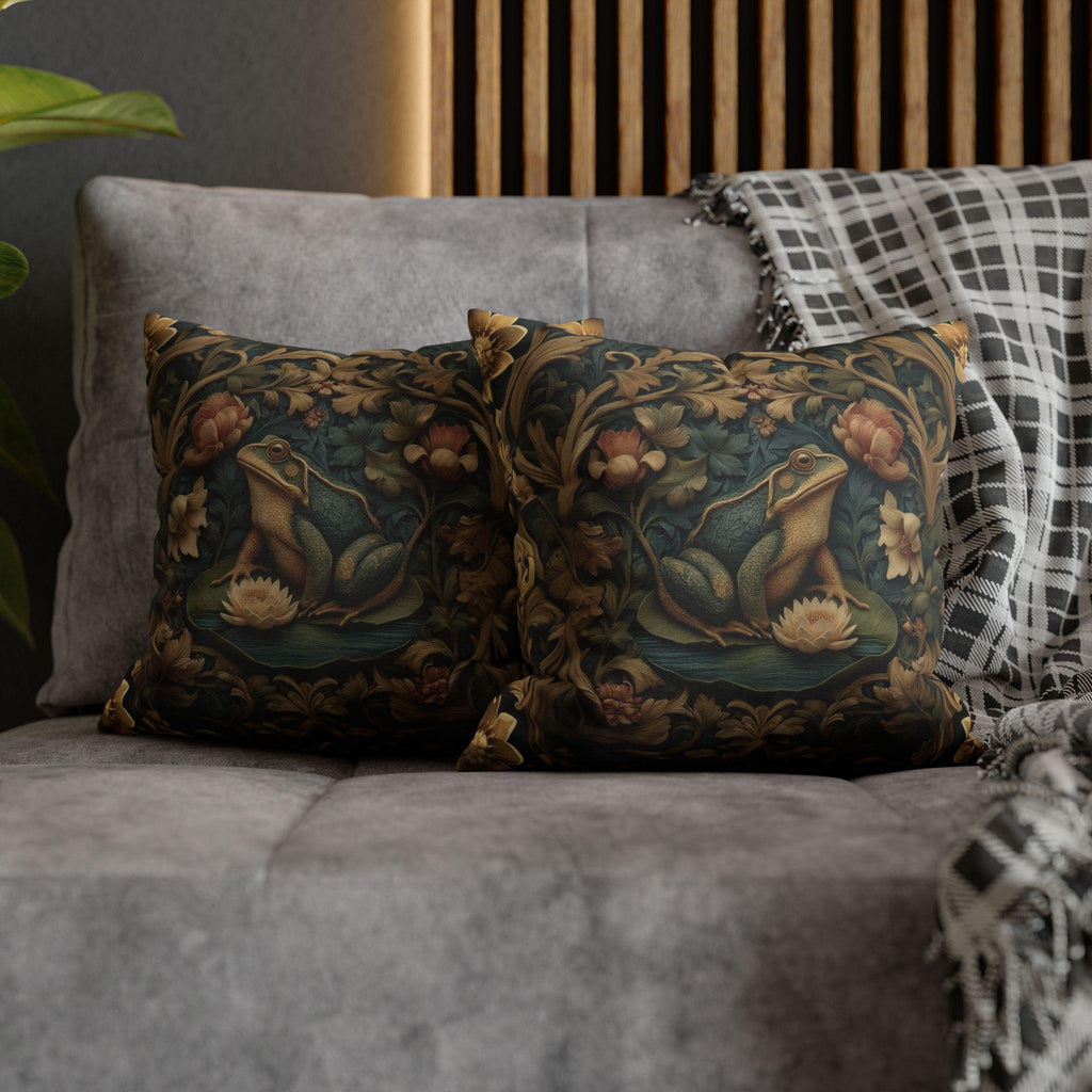 William Morris Inspired Frog Pond Pillow Cover: Botanical Spring & Summer Decor