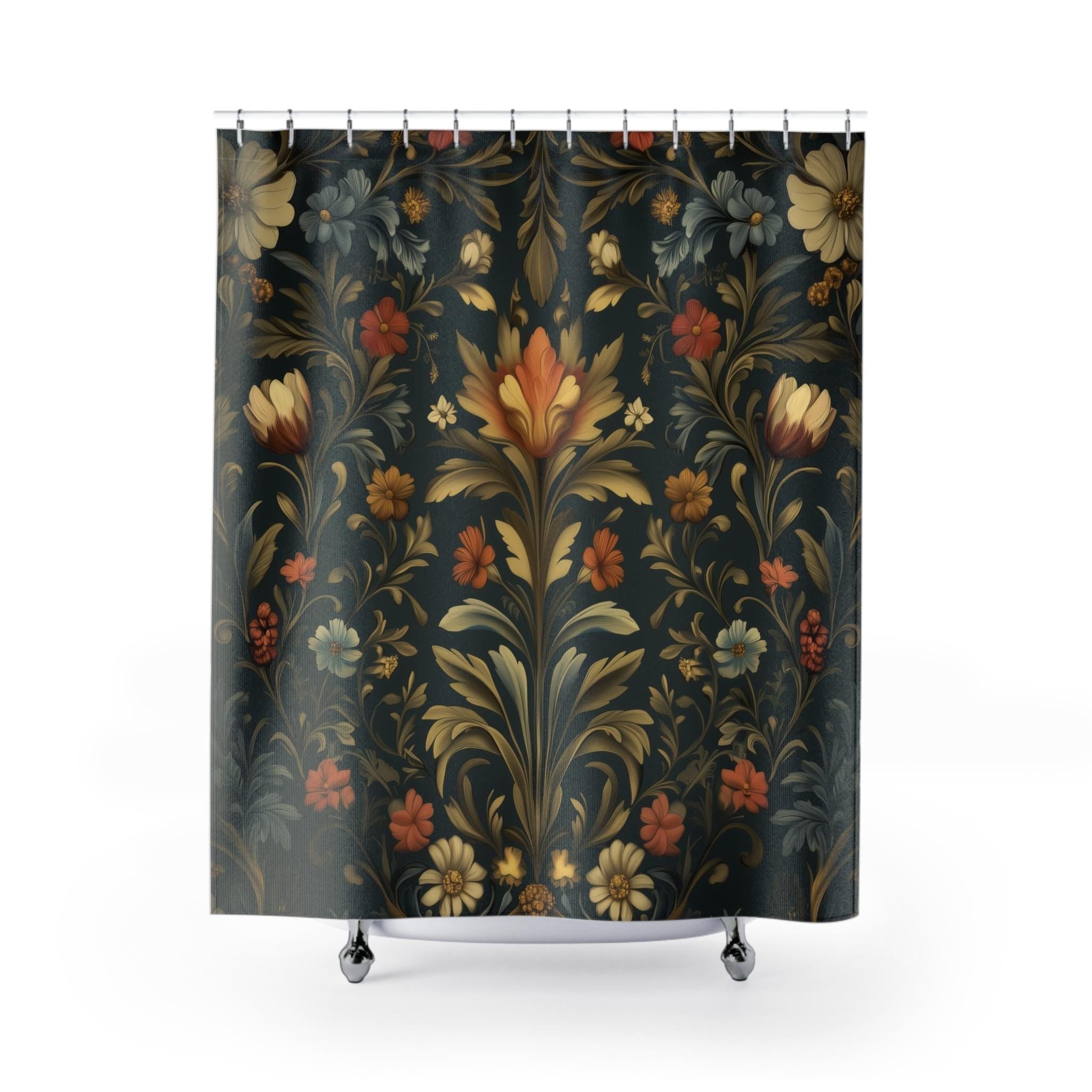 William Morris Botanical Shower Curtain: Golden Ochre Floral Tapestry