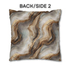 Modern Abstract Pillow Cover: Brown Marble Look with Gold Color Accents