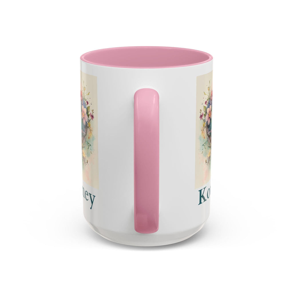 Personalized Floral Heart Mug: Watercolor Valentine's Gift, Custom Name