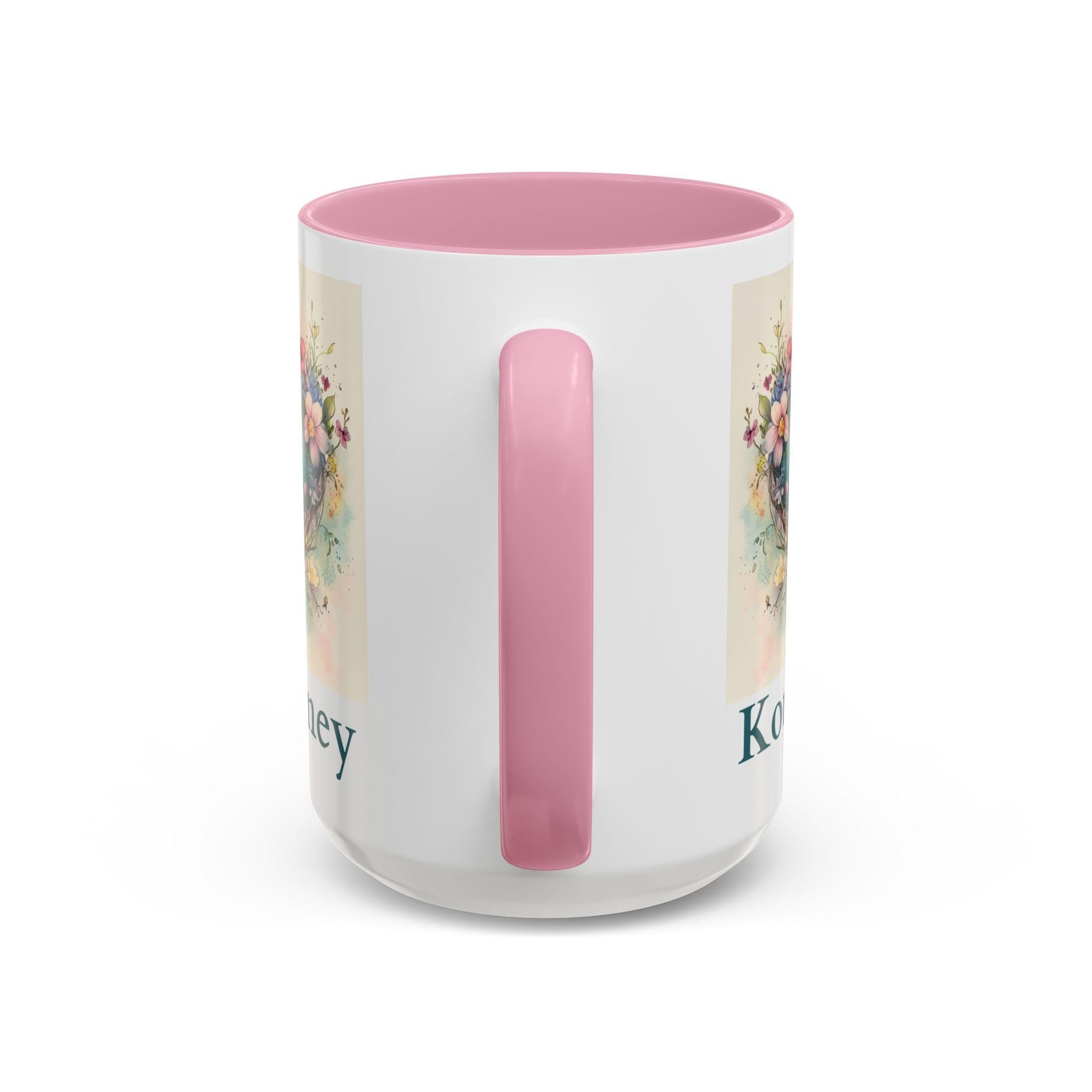 Personalized Floral Heart Mug: Watercolor Valentine's Gift, Custom Name