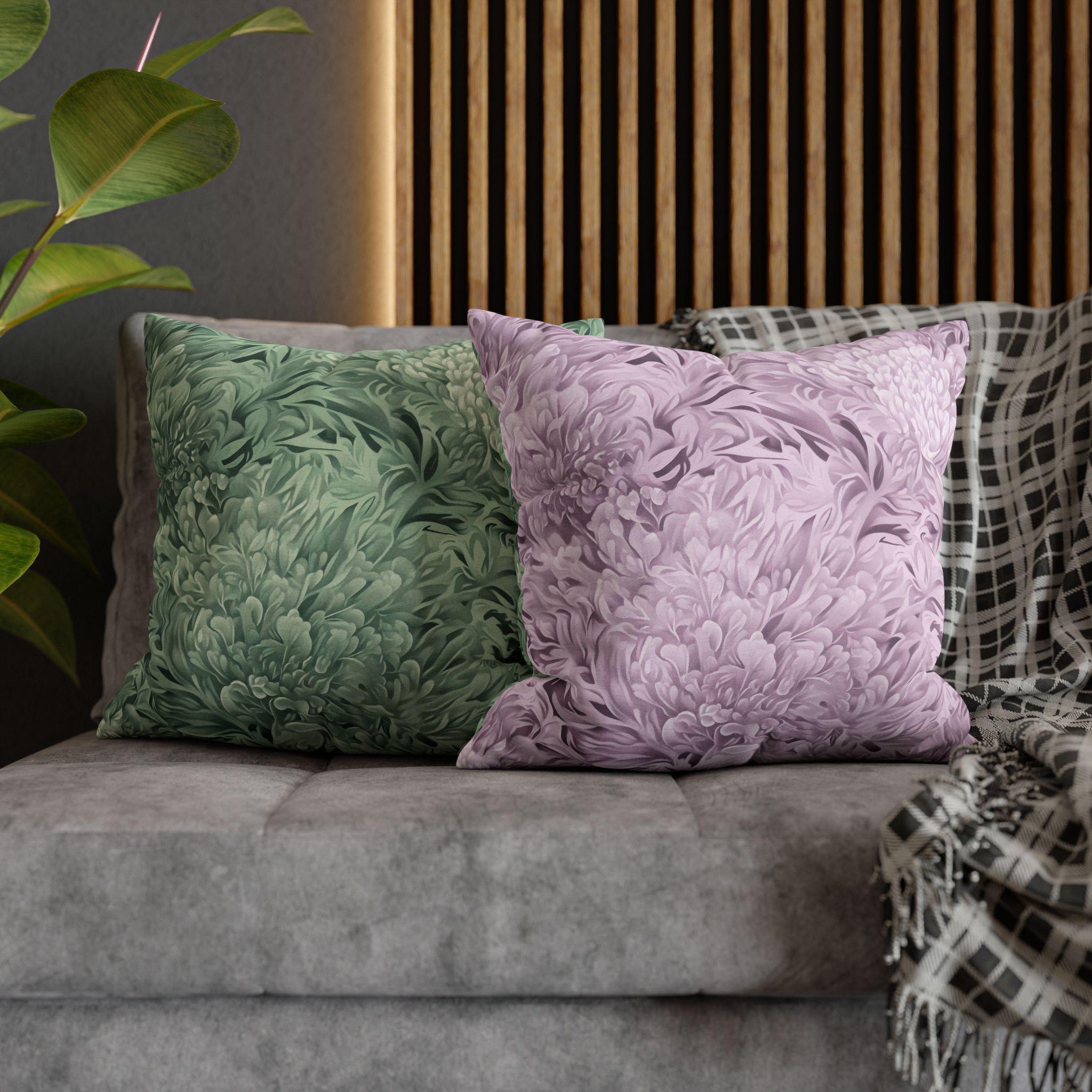 William Morris Inspired Pillow Cover: Modern Lavender Marigold Botanical, Zoomed-In Pattern