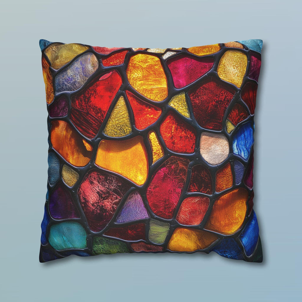 Vibrant Mosaic Pillowcase: Stained Glass Inspired Jewel-Toned Design for Artistic Home Decor