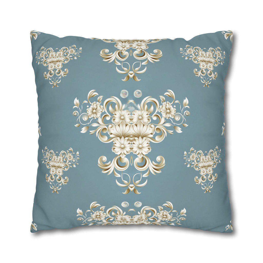 Damask Pillow Cover: Soft Gold Floral, Muted Blue-Gray, Regal Home Decor
