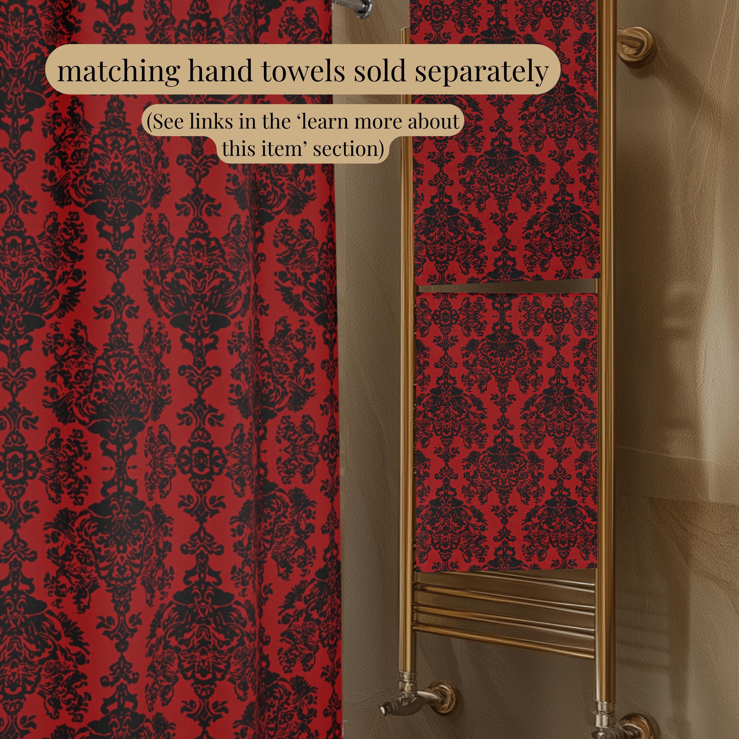 Elegant Gothic Damask Shower Curtain: Black & Crimson Vampire-Inspired Bath Decor for Romantic Ambiance