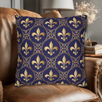 Blue Fleur de Lys Pillow Cover: Royal Gold French Heraldic Pattern