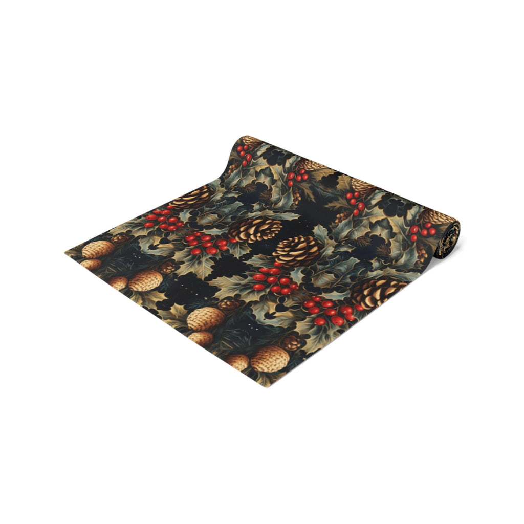 Festive Pinecone Table Runner: Rustic Woodland Christmas Decor for Holiday Dining