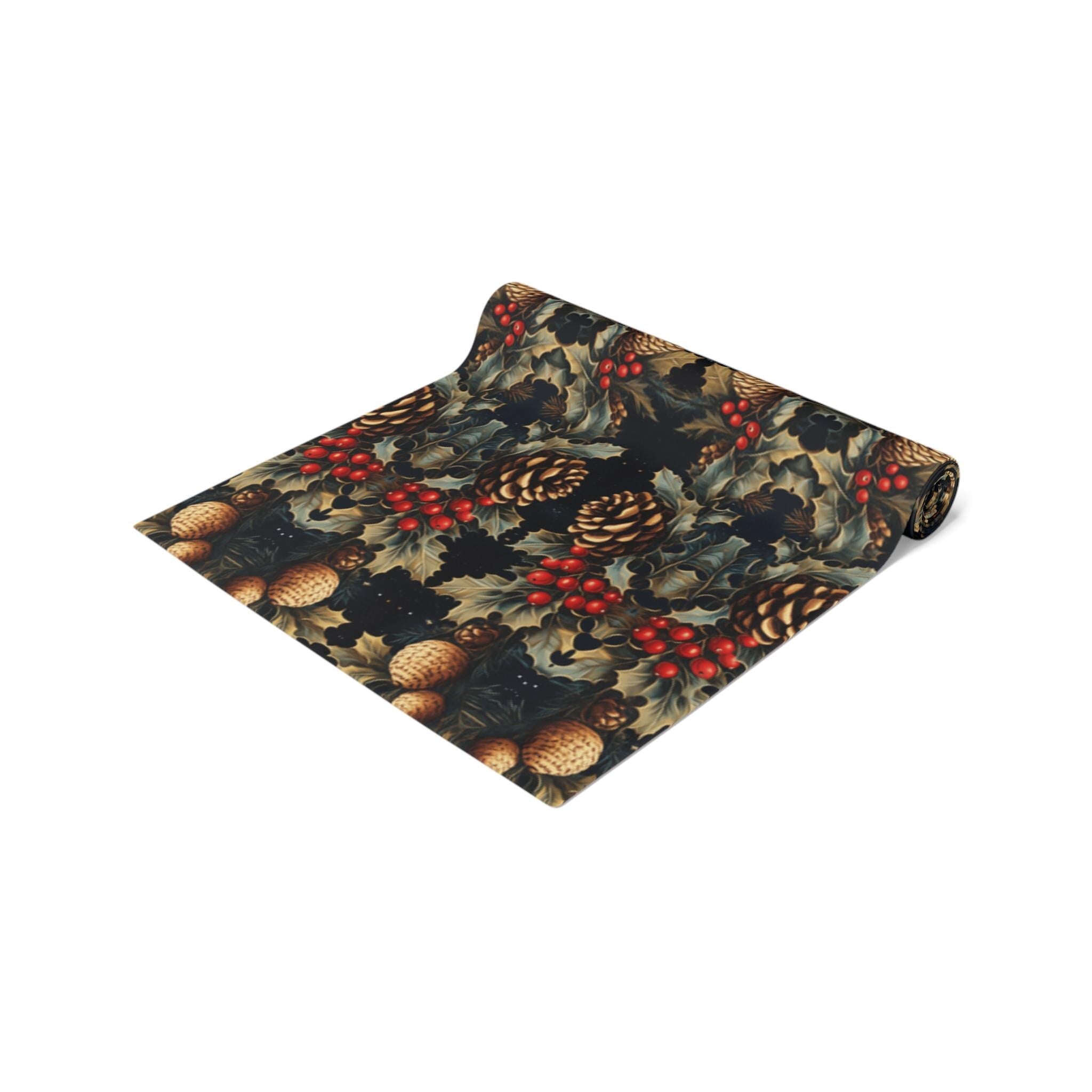 Festive Pinecone Table Runner: Rustic Woodland Christmas Decor for Holiday Dining