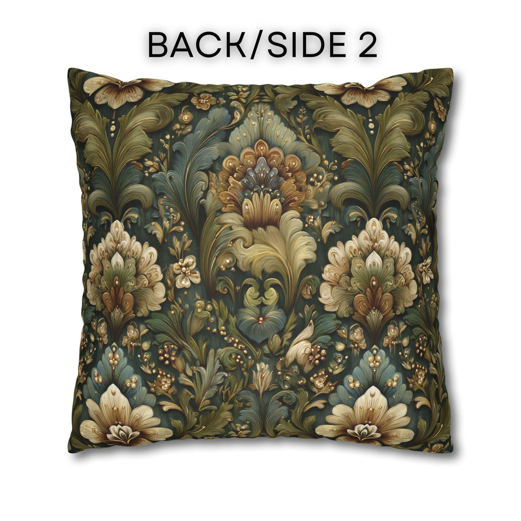Botanical Damask Throw Pillow Cover: Moody Sage, Teal and Cream Floral