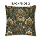 Botanical Damask Throw Pillow Cover: Moody Sage, Teal and Cream Floral