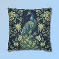 Peacock and Floral Pillow Cover | Elegant Navy Blue Background | Nature-Inspired Home Decor