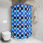 Bauhaus Shower Curtain: Retro Mid Century Modern Polka Dot Bath Decor