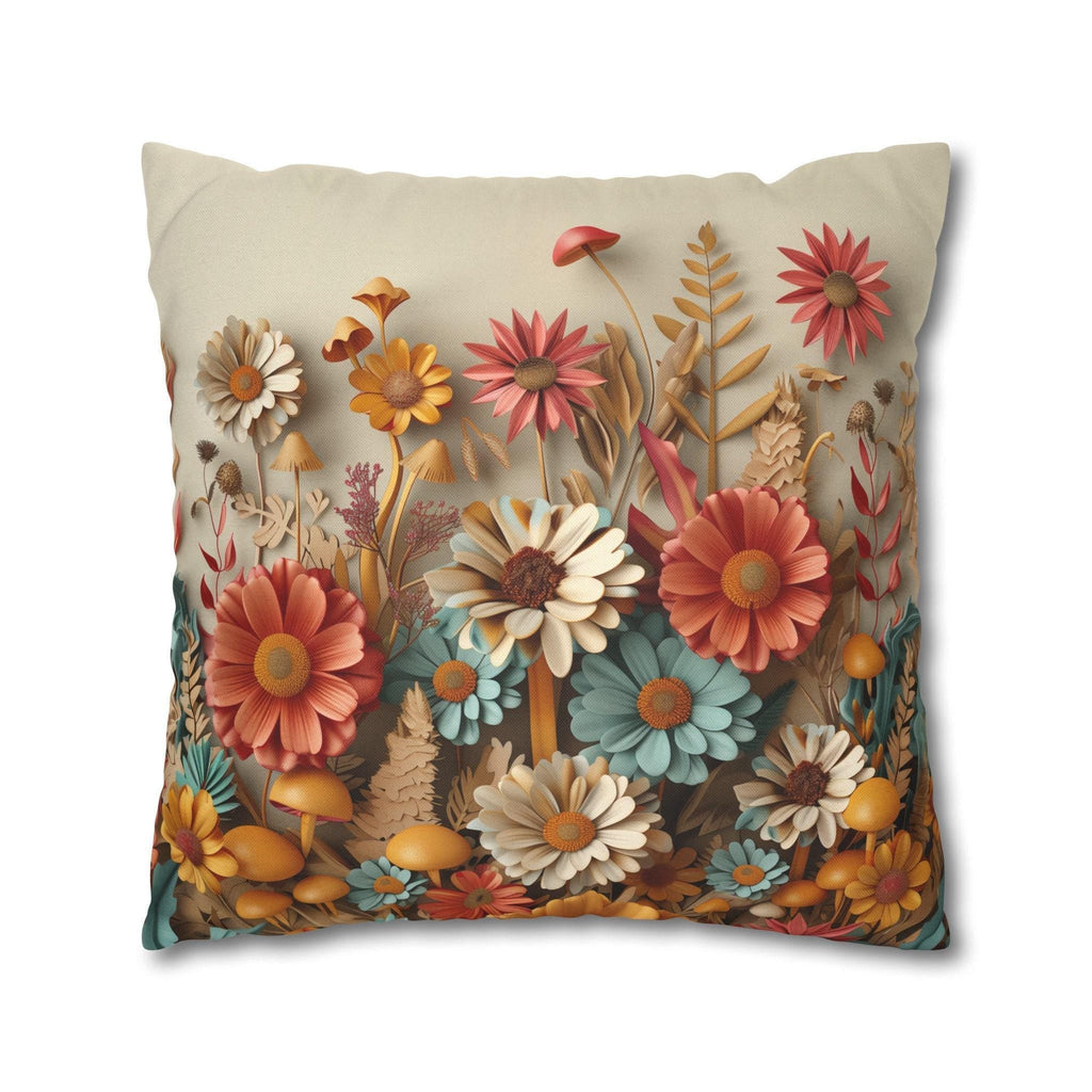 Floral Botanical Garden Pillow Cover: Warm Tone Accent Cushion