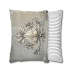 Rococo Acanthus Leaf Pillowcase, Elegant Beige Cream & Gray Classical European Art Inspired
