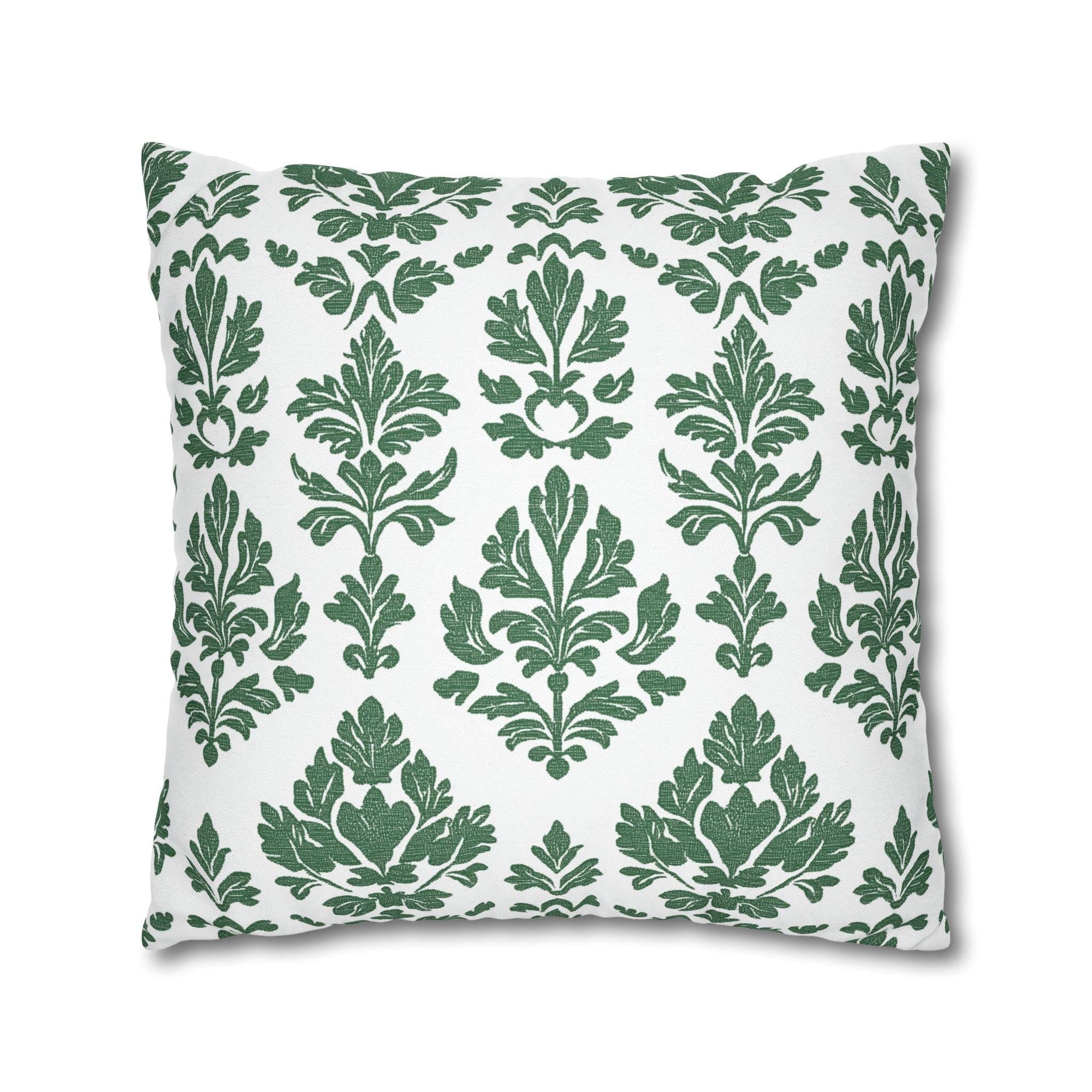 Forest Green Damask Pillow Cover: Elegant Home Decor