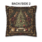 William Morris Christmas Tree Pillow Cover: Burgundy Holiday Tapestry Look