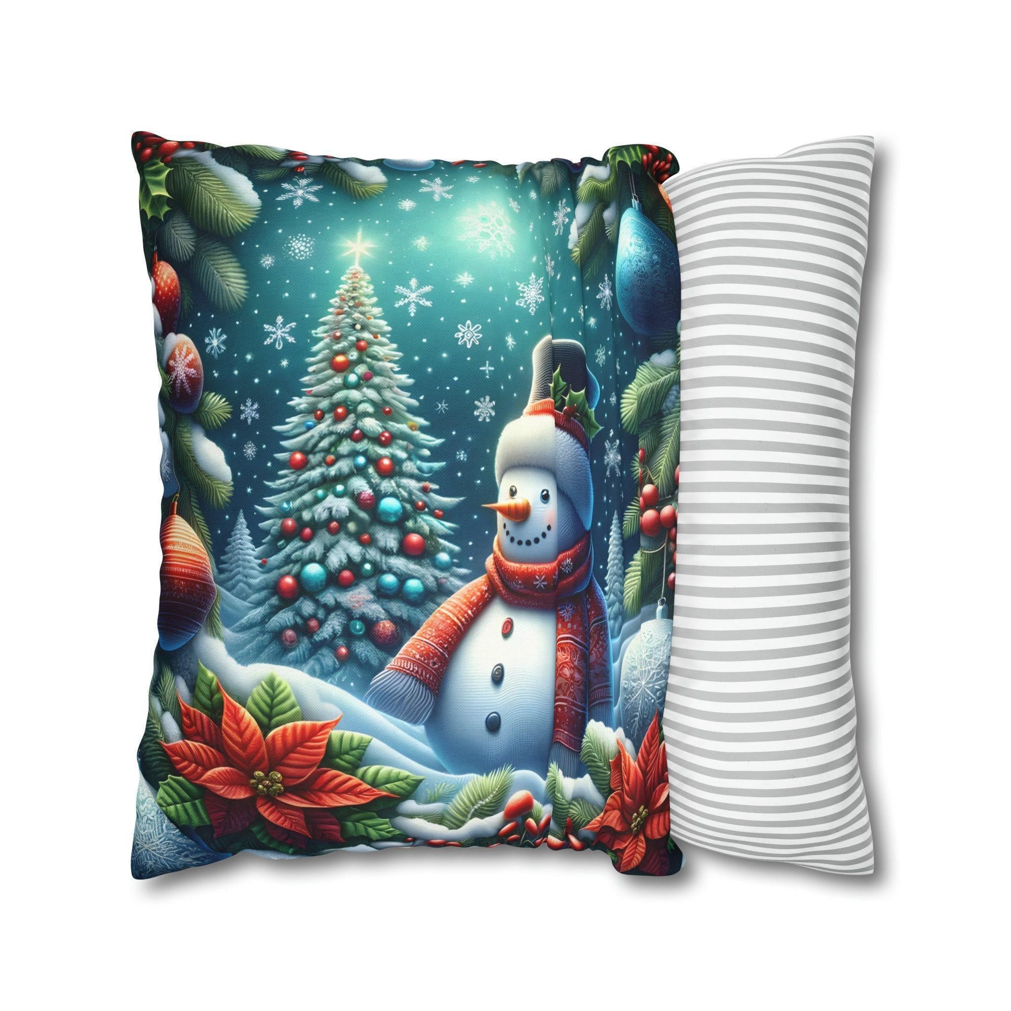Festive Snowman Christmas Pillow Cover: Cozy Winter Holiday Accent
