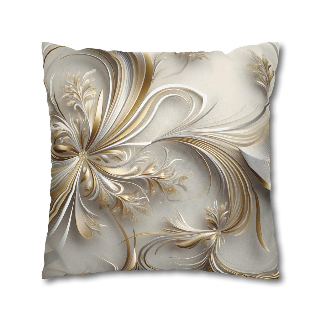 3D Rendered Elegant Christmas Ribbon Pattern Pillow Cover: Pale Gold and Silver Shimmer