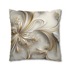 3D Rendered Elegant Christmas Ribbon Pattern Pillow Cover: Pale Gold and Silver Shimmer