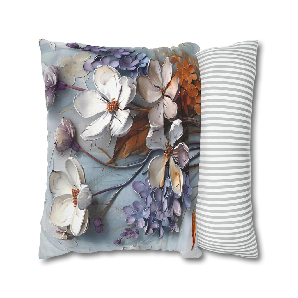 Floral Pillow Cover: Vintage Oil Painting Style, Lilac Blossoms