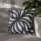Abstract Floral Pillow Cover, Black and White Geometric Cushion