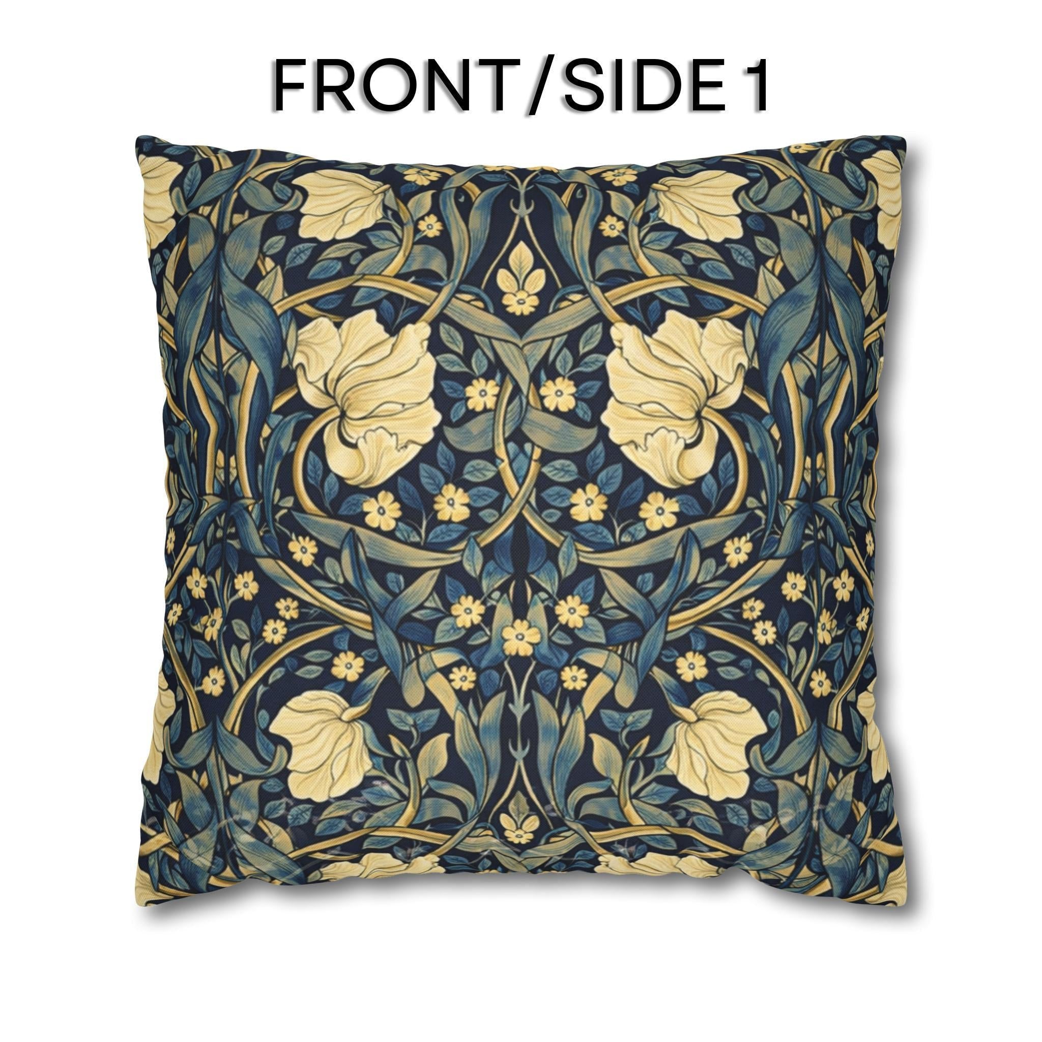 William Morris Pillow Cover: Navy Blue Champagne Vintage Pimpernel Reconstructed