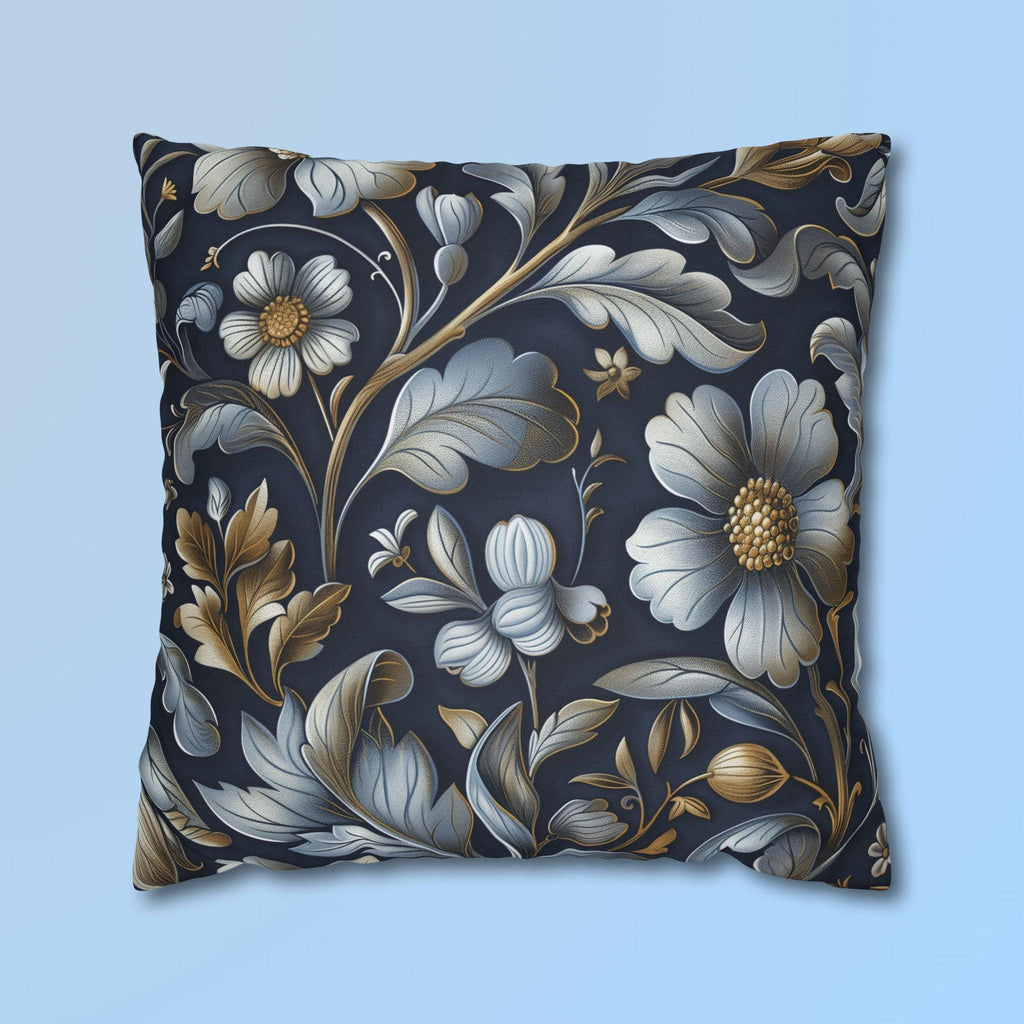 William Morris Pillow Cover: Navy Blue Floral Arts & Crafts Cushion