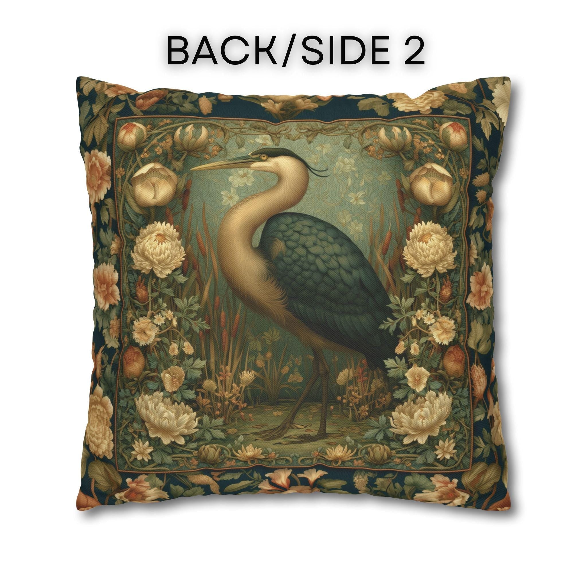 William Morris Style Throw Pillow Cover: Heron and Marsh Botanicals