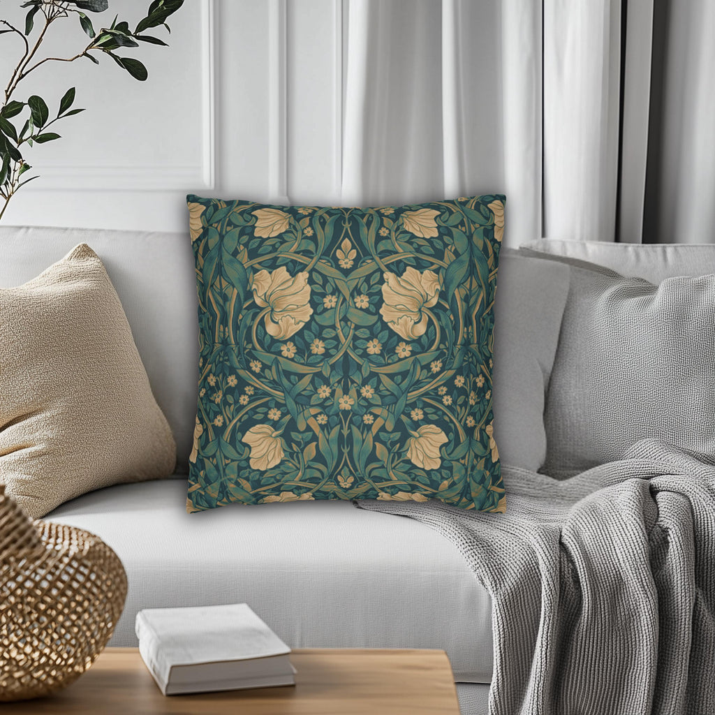 William Morris Midnight-Teal Champagne Pillow Cover: Vintage Pimpernel Reconstructed