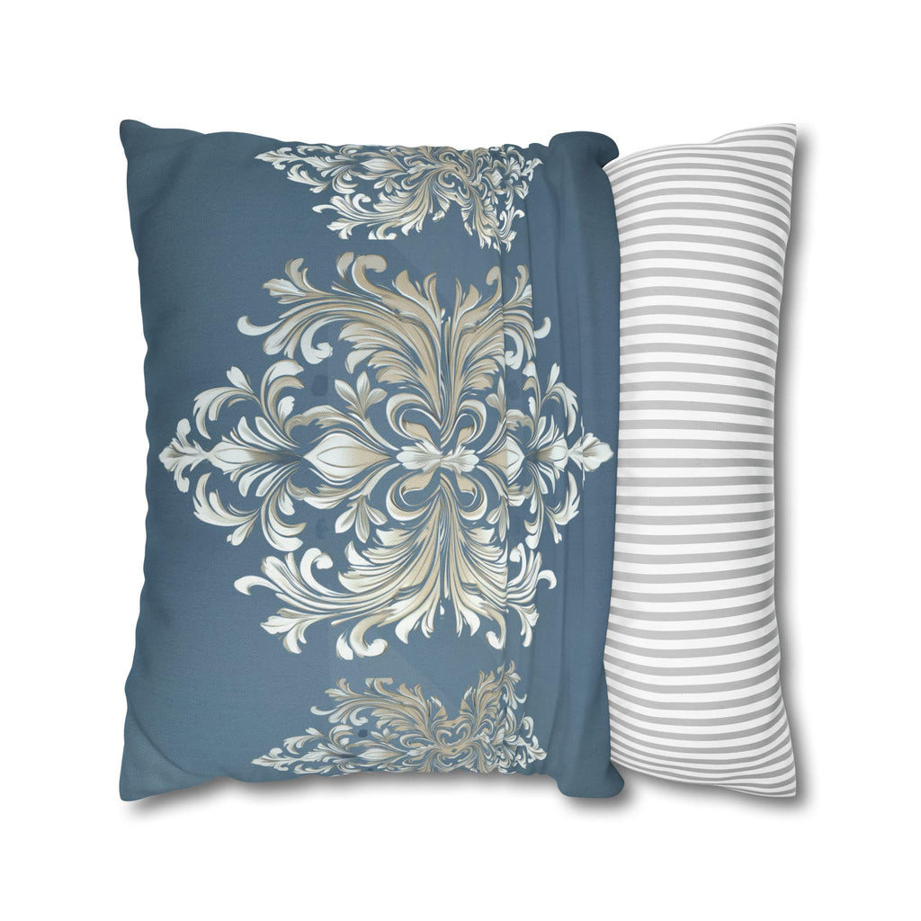 Elegant Teal Damask Pillowcase: Baroque-Inspired Floral Cushion Cover for Luxurious Home Decor